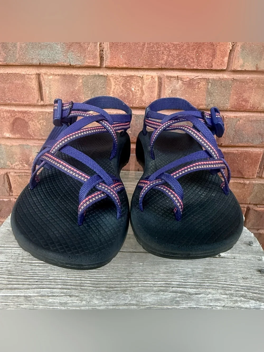 Chaco ZX/2 Cloud Sandals Womens 8 Blue white Strappy Trail Shoes Chacos